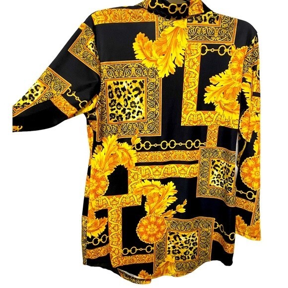 Gold Prints Women’s Button-Down Mini Dress - Picture 3 of 7